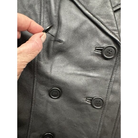 Valerie Steven’s Women’s Leather Zip Jacket S black Moto Grunge Goth Short - Picture 4 of 7